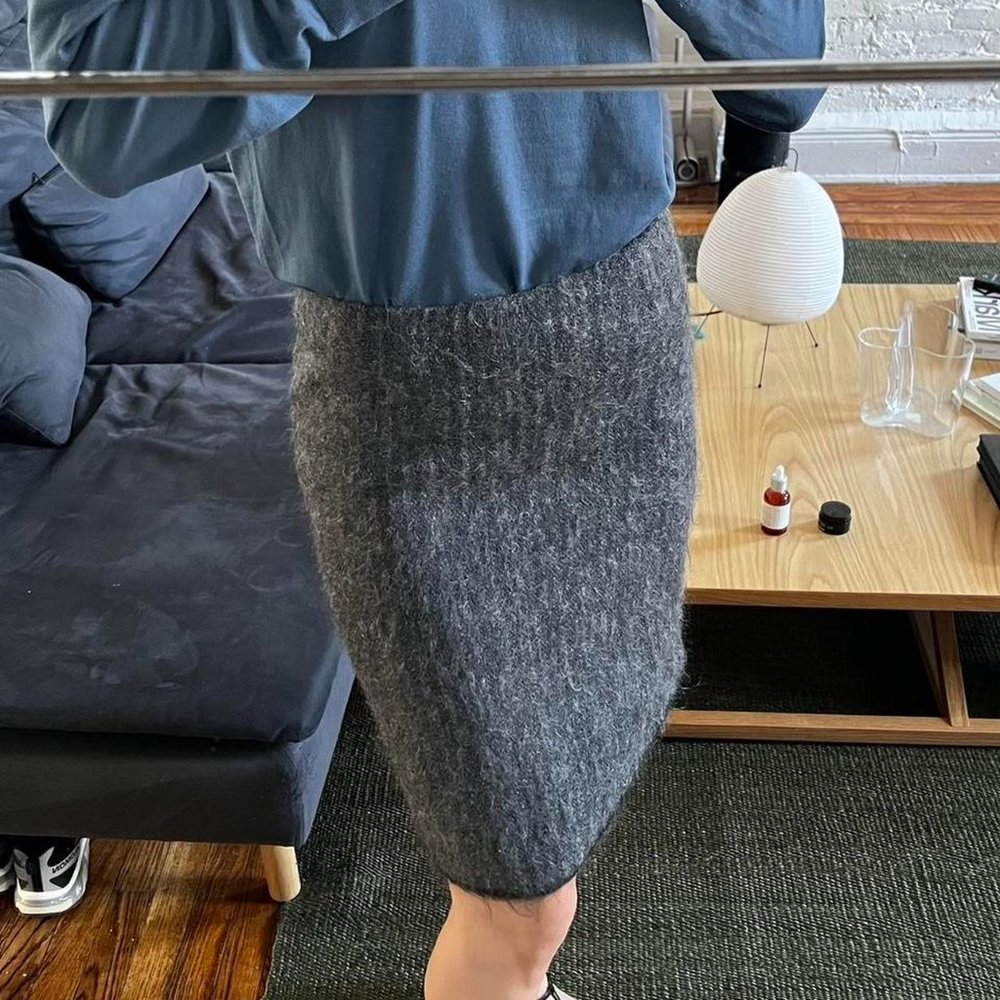 Prada wool mohair midi skirt in grey - Picture 3 of 4